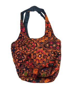 Handmade Colorful Embroidered Boho Shoulder Bag With Zipper Pocket